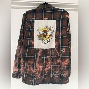 Plaid flannel with Bee Graphic